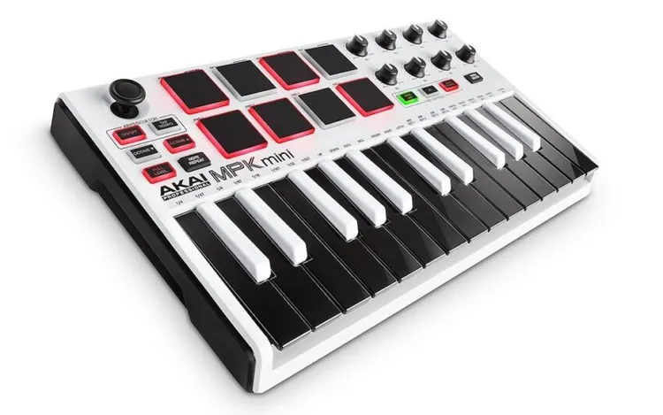 controladora midi de 25 teclas akai mpk mini con colores invertidos