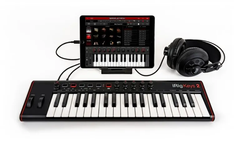 piano midi de 37 teclas con ipad y cascos